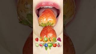 ASMR FRUIT TANGHULU EMOJI FOOD 🍓🍊🥝🍍🍇🍇🍈🍉🫐🍏🍅 과일 탕후루 이모지 먹방 (sped up)