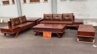 Sofa Zito Chân Chéo 2 Văng gỗ Sồi Nga Hàng Chọn Gỗ Màu Óc Chó Siêu Đẹp