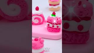 Sweet Miniature Strawberry Cake made by clay #shorts #miniaturecake #diy #handmade #howtomake #cute