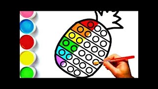 Drawing POP it Pineapple 🍍 and Heart Coloring for kids Toddlers| How to draw Pineapple and Heart