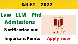 AILET 2022 Notification Out | Apply Online #nludelhiadmission2022 #ailet2022 #lawentrance