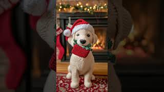 Cute Christmas Puppy Gets The Pika Effect! #funny #cute #dog #art #crochet