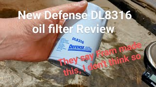 New Defense DL8316 oil filter Review