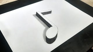 3D Musical Note Optical Illusion Trick Art | Pencil Drawing