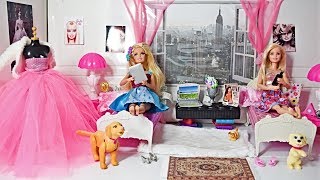 BARBIE DIY Bedroom Morning Routine Pink Dress L.O.L. Doll for Kids