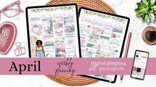 Digital Plan With Me ft. Cafe Sticker Kit | PWM April week 2| GoodNotes 5 + iPad.