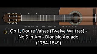 Op 1, Douze Valses (Twelve Waltzes) - No 5 in Am - Dionisio Aguado (1784-1849) | Classical Guitar