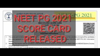 NEET PG 2021 SCORE CARD IS OUT