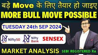 Nifty Prediction and Bank Nifty Analysis for TUESDAY 24 SEPTEMBER 24 |Nifty Banknifty Tomorrow