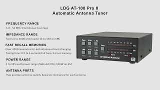 LDG AT- 100 PRO II Automatic Antenna Tuner - Feature Overview