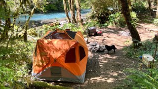 Escaping hot weather! Family riverside camp.