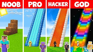 Minecraft NOOB vs PRO vs HACKER vs GOD: LONGEST STAIRCASE BUILD CHALLENGE in Minecraft / Animation