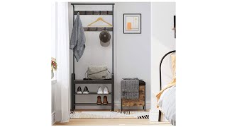 Shoe Bench, Hall Tree with Storage Shelf for Entryway