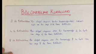 9.SINIF MATEMATİK BÖLME VE BÖLÜNEBİLME(BÖLME İŞLEMİ-BÖLÜNEBİLME KURALLARI)