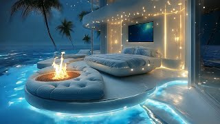 Find Peace at the Beach 🌛 Relax with Soothing Ocean Waves and the Warm Crackle For Heals the Mind