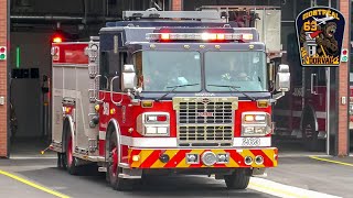 Dorval | *AIRHORN* Montréal Fire Department (SIM) Pumper 263 Responding + Tower Ladder 4063 Returns