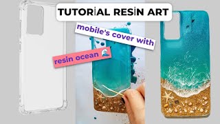 TUTORIAL EPOXY RESIN ART/ How to make mobile's cover with resin ocean design