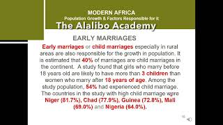 Factors Responsible for Population Growth in Africa | Part IV | Africa | The Alalibo Academy