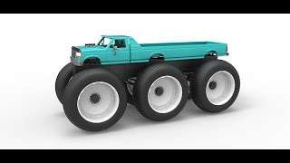 3D printable Monster Truck 6x6 concept Scale 1:25 3D model view