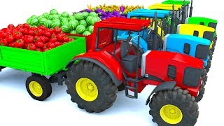 Learning Colors for Children with Tractor Farm Vehicles Shipping Colors vegetables for kids