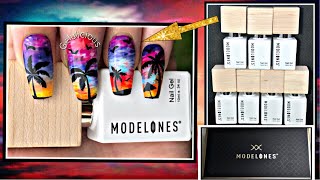 Modelones Smoothie Gel Polish Collection | Sunset & Palm Tree Gel Nail Art