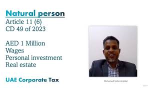 Natural person and UAE tax