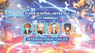 REALISTIC International Childe All Chambers (4* Weapons) - Floor 12 Spiral Abyss 2.7