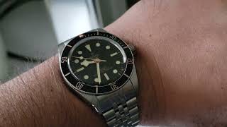 Tudor Black Bay 58 BB58 on an Uncle Seiko brushed jubilee bracelet.