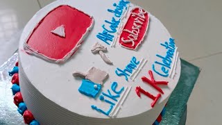 YouTube 1K celebration cake kaise banaye