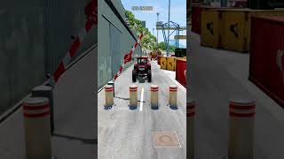 car vs bollard tractor crash #shorts