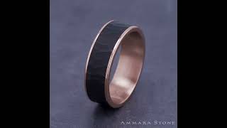 CFT9675591TAR - 7.5mm Men's Rose Gold and Darkened Tantalum Ring