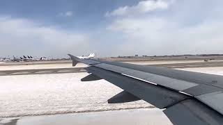 American Airlines Airbus A319 Taxi and Takeoff Kansas City International Airport