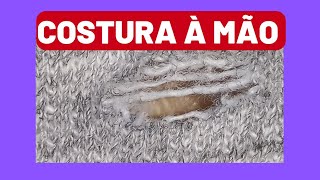 COMO FECHAR FUROS EM ROUPAS DE MOLETOM.  COSTURA À MÃO.