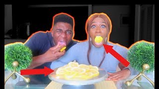 EATING LEMON WITH NO EXPRESSION CHALLENGE 🍋😖!!  BF VS GF