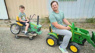 Playing on the farm with all of our kids tractors and real tractors | Tractors for kids