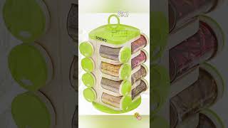 Solimo Revolving Plastic Spice Rack set (16 pieces)Republic Day Sale-55% ₹499M.R.P.: ₹1,100 #shorts