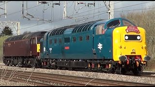 55009 37116 and freight variety at Acton Bridge 30th March 2023