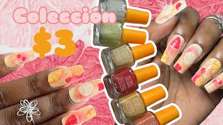 🍊🍓UÑAS DE FRUTALES CON COLECCION DE 3 DOLARES DE ESMASLTES