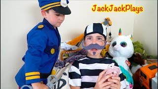 Cops & Scientist Costume Pretend Play Skit | Jack Jack's Gem Stone Heist | JackJackPlays