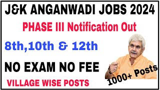 J&K New Anganwadi Recuritment 2024 | Jammu & Kashmir Anganwadi Jobs 2024 | J&K New Job Scheme 2024