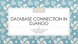 Video of Database Connection to MySQL from Django