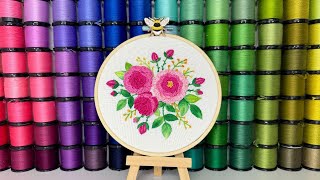 Roses Stitch-Along 🌹 Day 6 - Big Rose Flower ✂️ Cast On Stitch for Flowers 🪡  Brazilian Embroidery