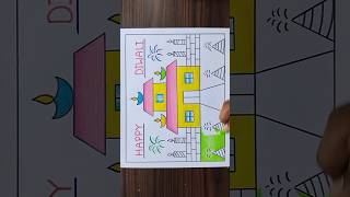 Diwali Drawing Very Easy / Happy Diwali Drawing / Diwali Poster Drawing #shorts #art