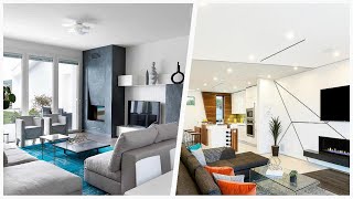 75 White Family Room With A Plaster Fireplace Design Ideas You'll Love ✅