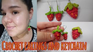 Amigurumi strawberry earring and keychain