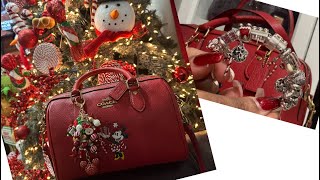 WHAT’S  IN MY COACH ROWAN- DISNEY X— PANDORA Christmas Bracelet update 🎄🎁🎉❤️💚