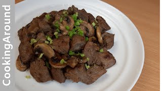 Steak Bites  With  Mushrooms  Recipe