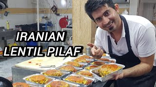 Delicious Iranian lentil pilaf in restaurant style