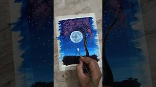 Alone Girl under Moonlight / Painting with 20 rs Watercolor #painting #art #shorts #artshorts