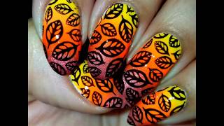 Autumn Ombre and Nail Stamp Design